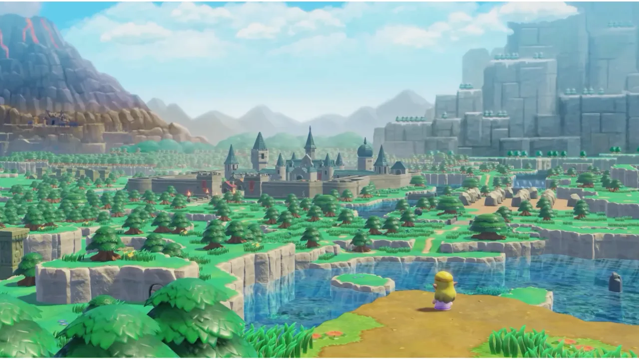 Zelda looks over a majestic kingdom