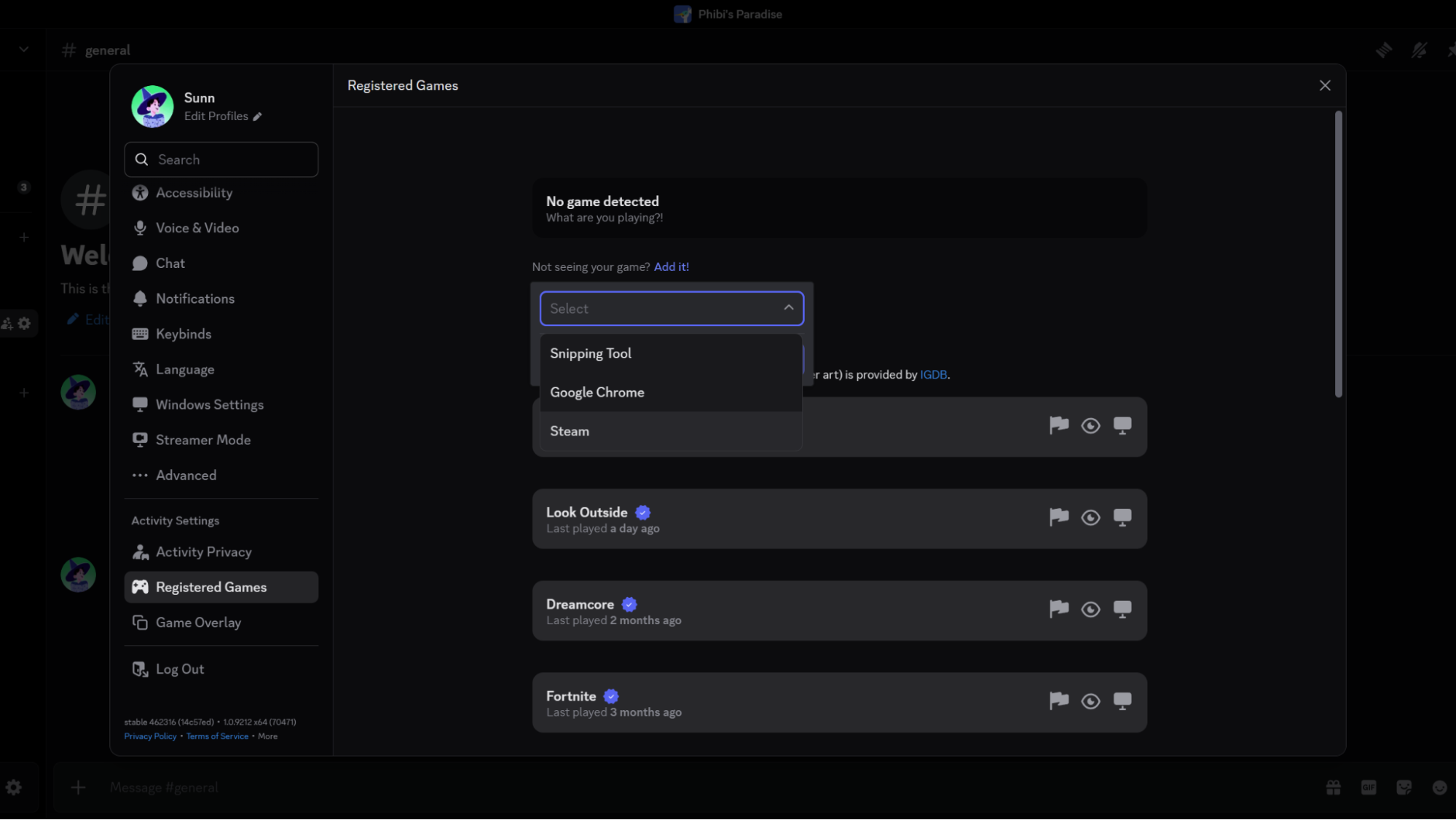 Adding a game to Registered Games.