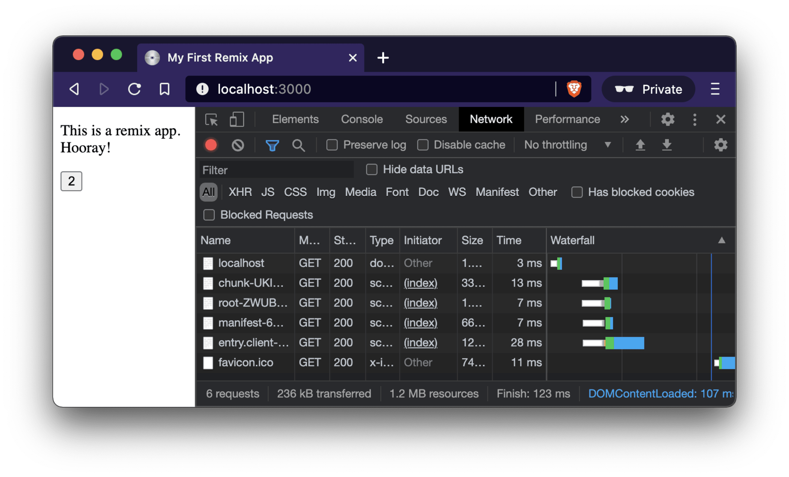 Network tab with scripts getting loaded