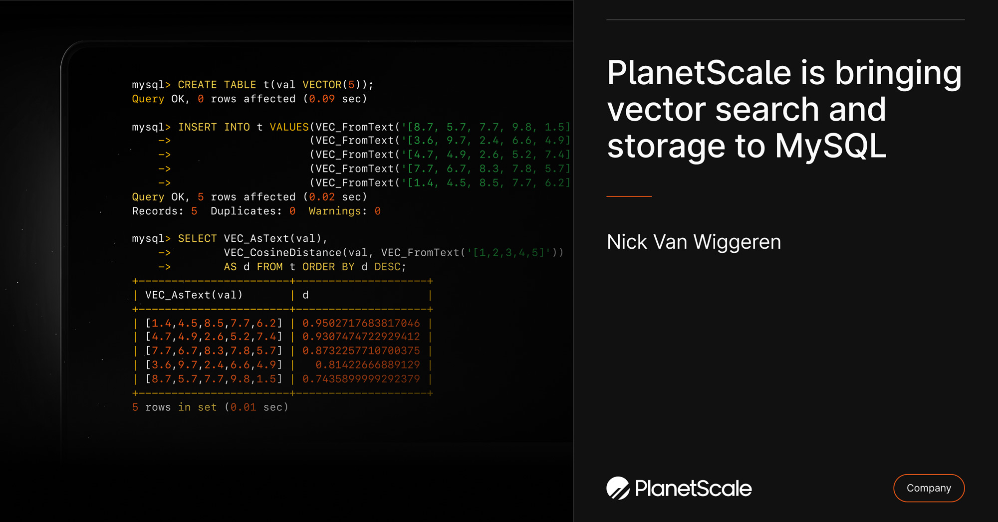 PlanetScale is bringing vector search and storage to MySQL