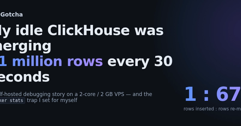 My idle ClickHouse was merging 11 million rows every 30 seconds