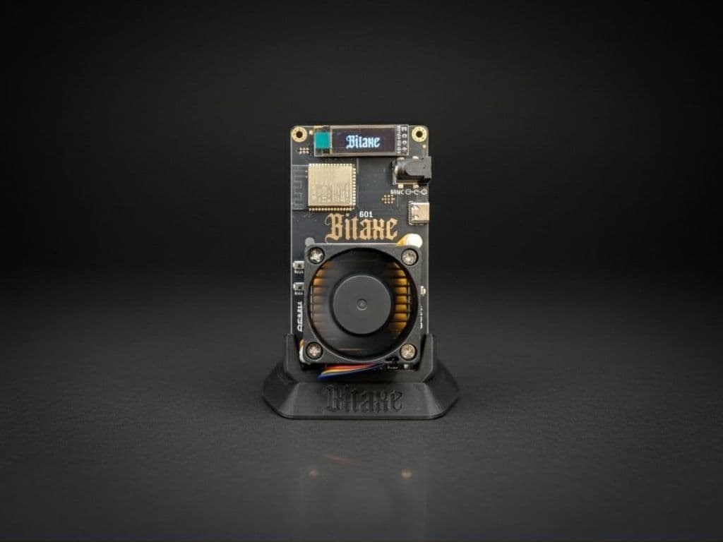 A Bitaxe handheld mining device. (Go Brr)