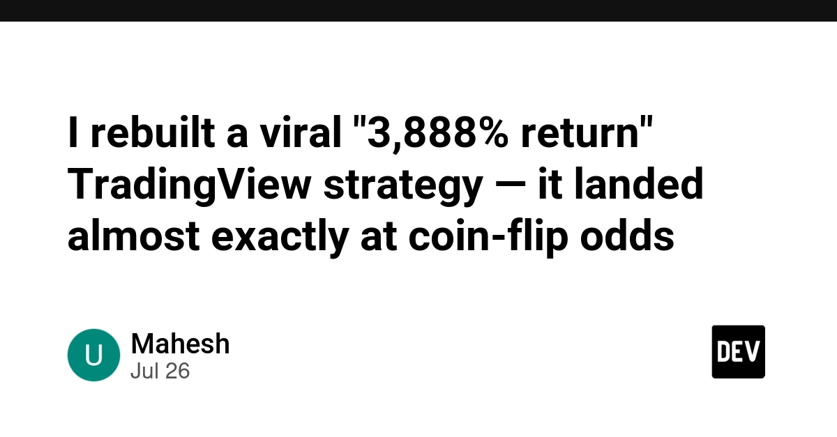 I rebuilt a viral "3,888% return" TradingView strategy — it landed almost exactly at coin-flip odds