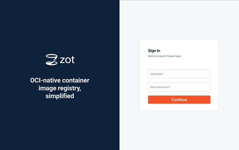 Zot Login page