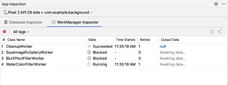 background tasts inspector