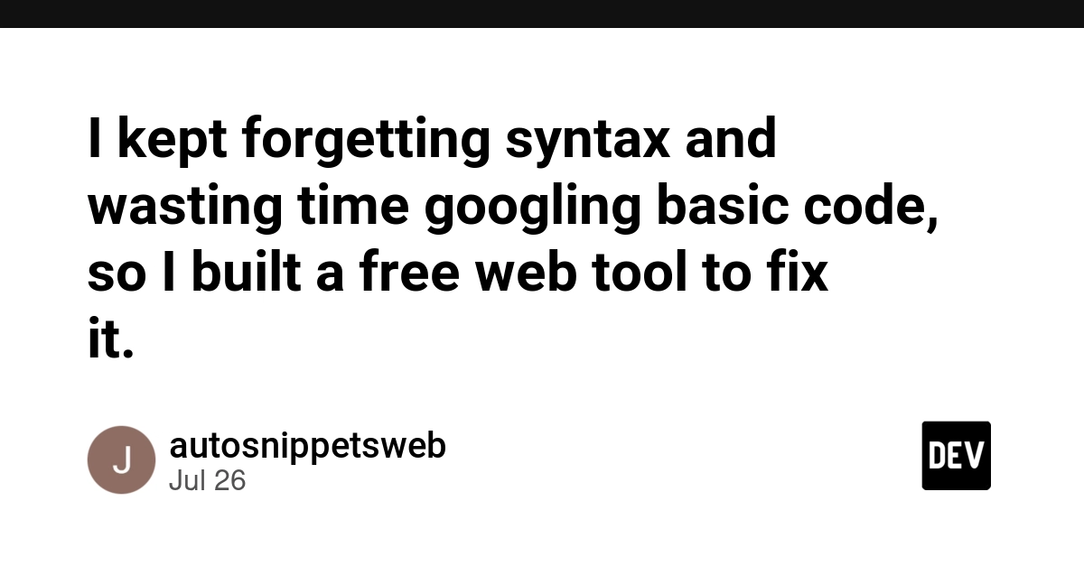 I kept forgetting syntax and wasting time googling basic code, so I built a free web tool to fix it.