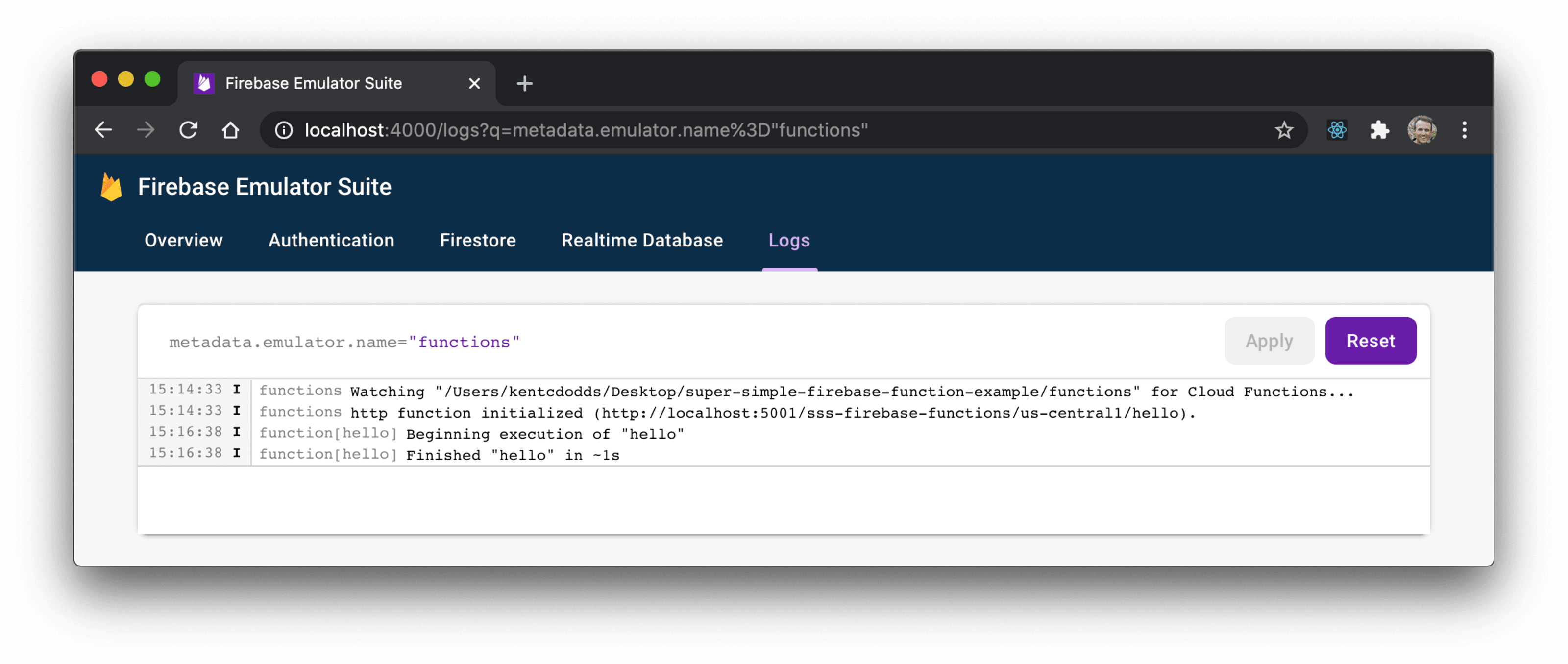 Function logs