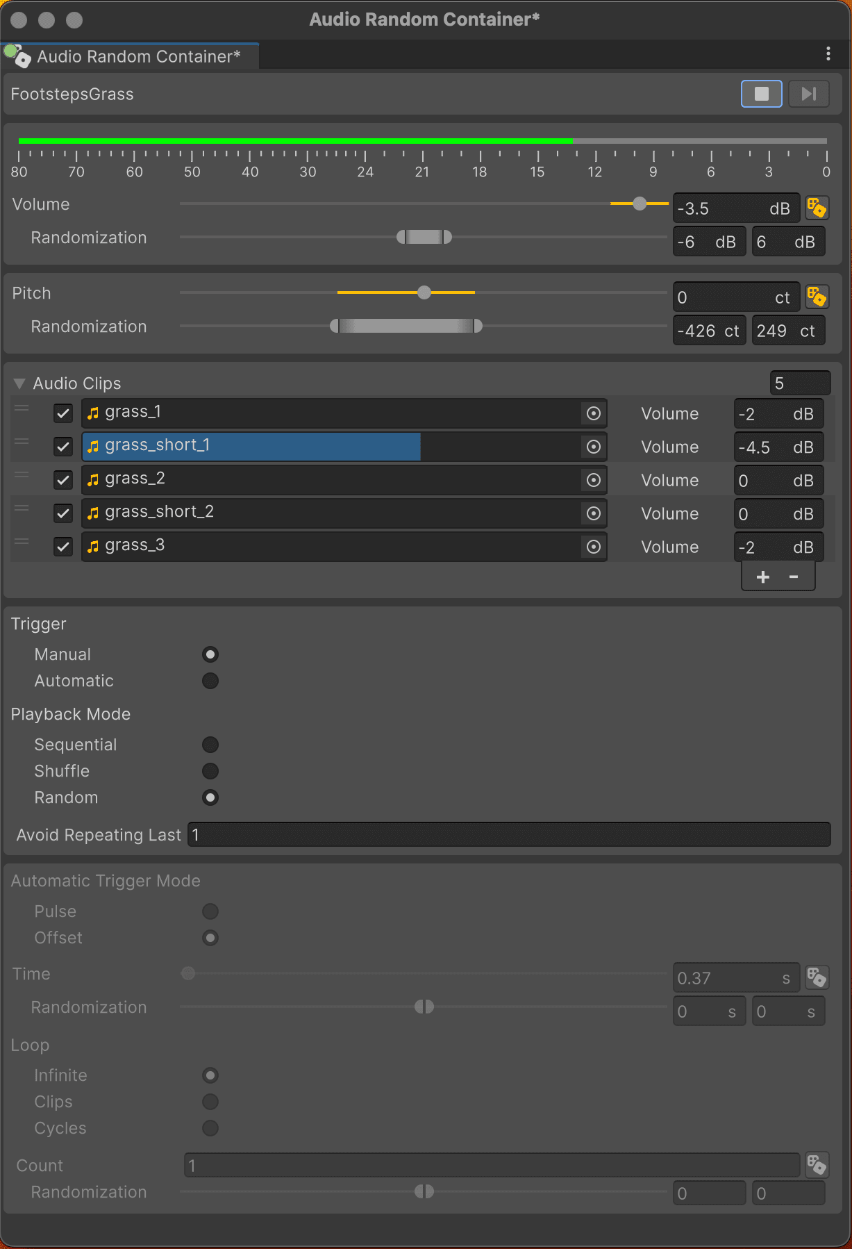 Audio Random Container Window