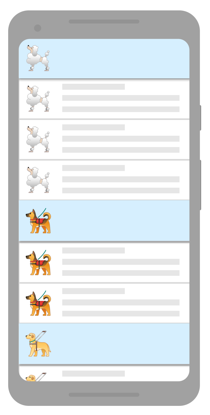 list with separators