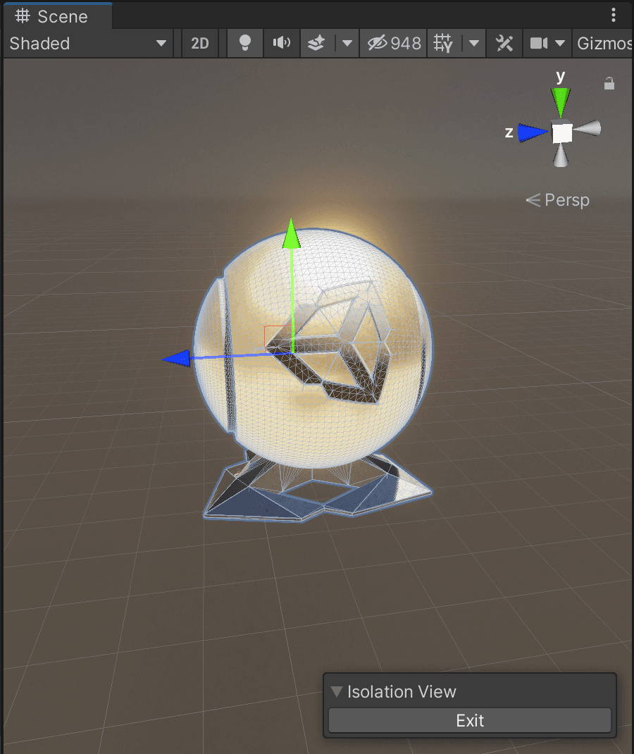 Isolation View allows you to edit a GameObject without distractions.