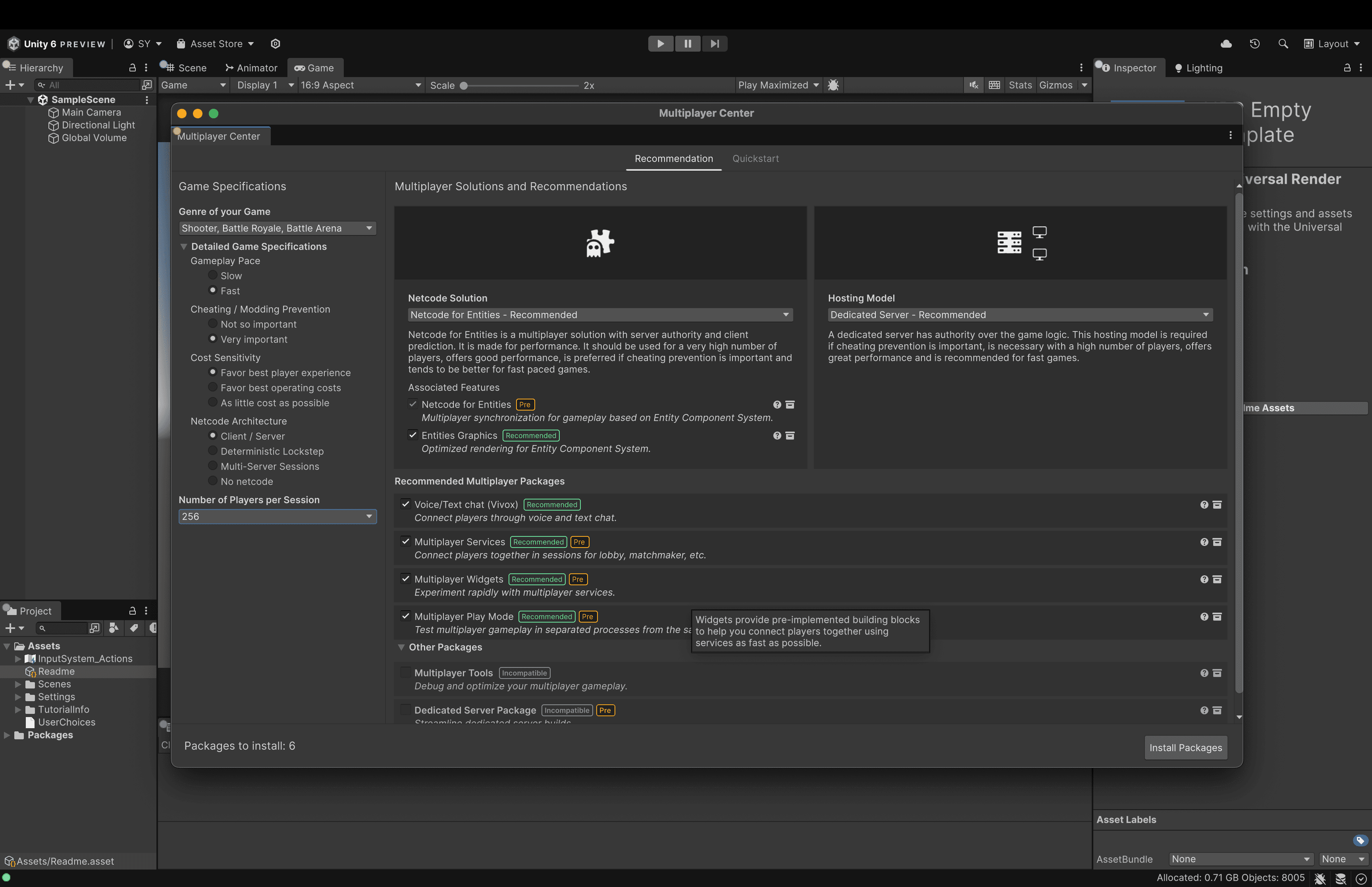 Multiplayer Center in Unity 6