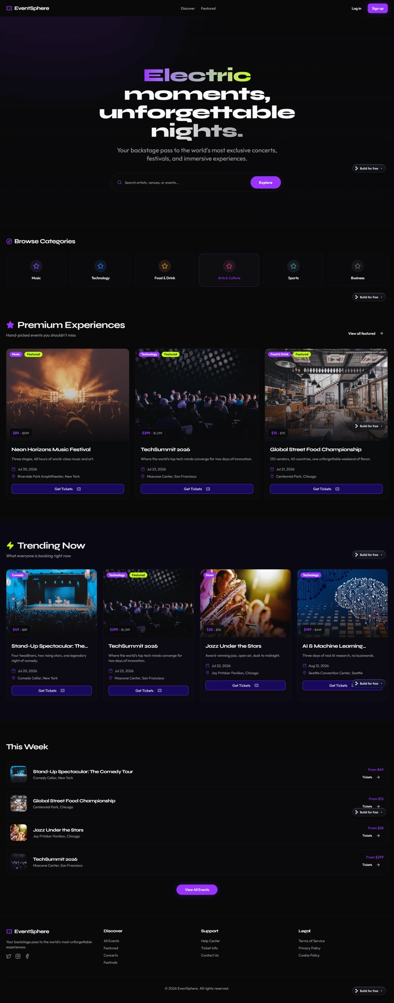 Replit AI generating a functional event management application with responsive interface, booking workflow, editable source code, and integrated cloud development environment