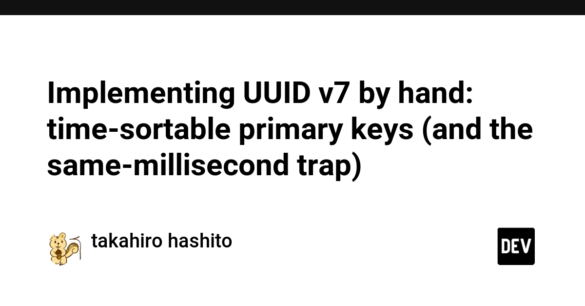 Implementing UUID v7 by hand: time-sortable primary keys (and the same-millisecond trap)