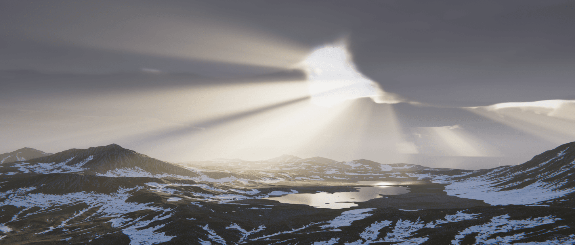 Screenshot of snowy mountains made in Unity