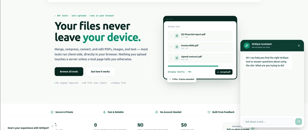 Cover image for I built free browser-based tools — files never leave your device