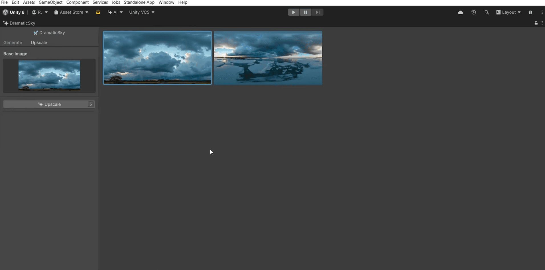 The Cubemap Generator window with the Upscale tab active