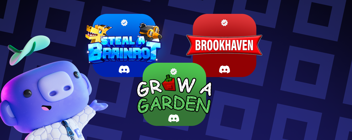 Official Discord Integrations for Steal a Brainrot, Grow a Garden, Brookhaven RP, and more