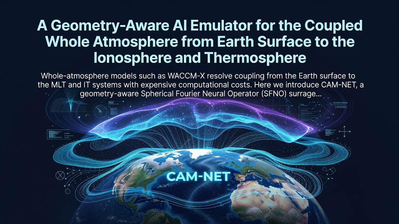 A Geometry-Aware AI Emulator for the Coupled Whole Atmosphere from Earth Surface to the Ionosphere and Thermosphere