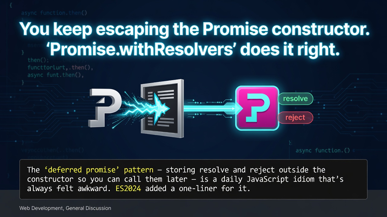 You keep escaping the Promise constructor. `Promise.withResolvers` does it right.