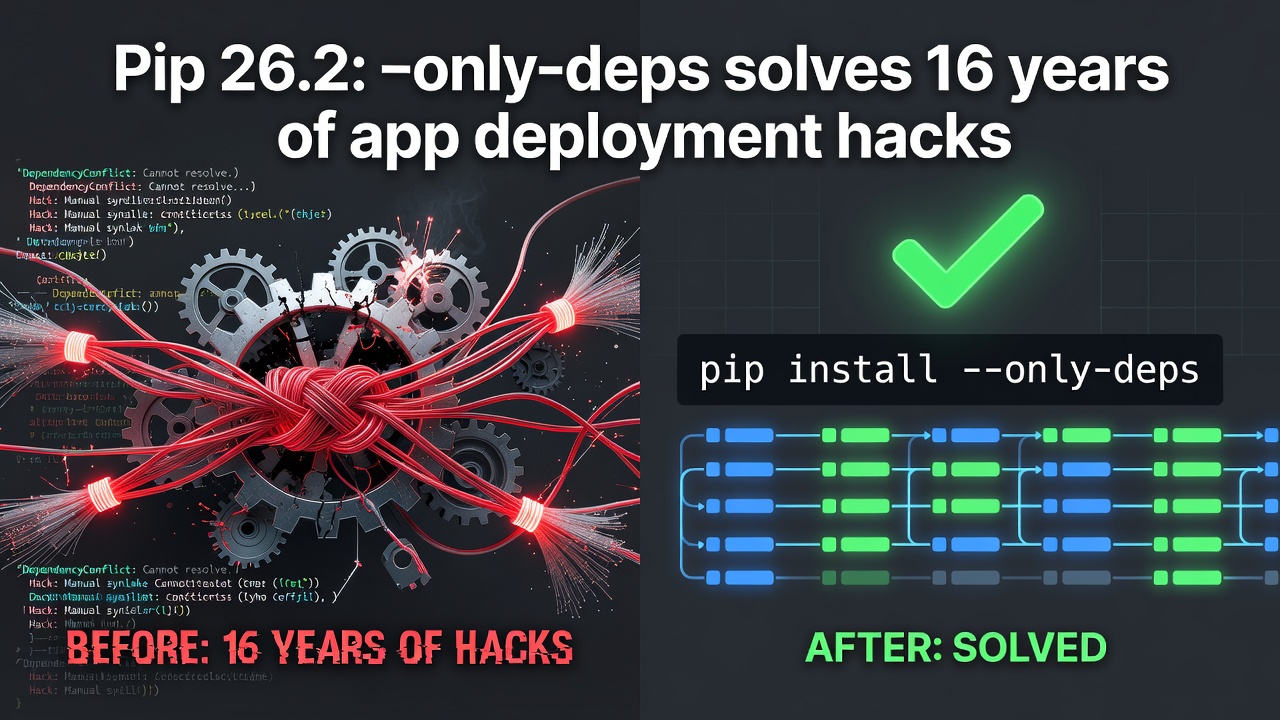 Pip 26.2: –only-deps solves 16 years of app deployment hacks