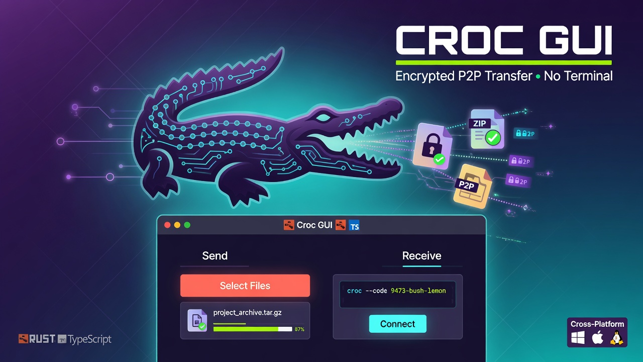 Croc GUI: Encrypted Peer-to-Peer File Transfer Without the Terminal (Cross-Platform)