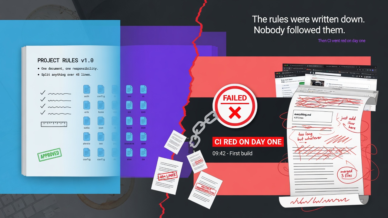 The rules were written down. Nobody followed them. Then CI went red on day one
