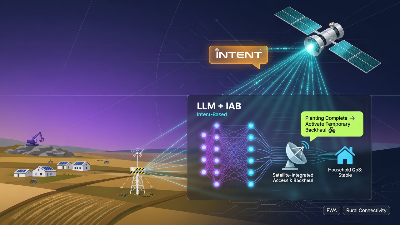 Large Language Model Assisted Intent-Based Satellite-Integrated Access and Backhaul FWA for Rural Areas