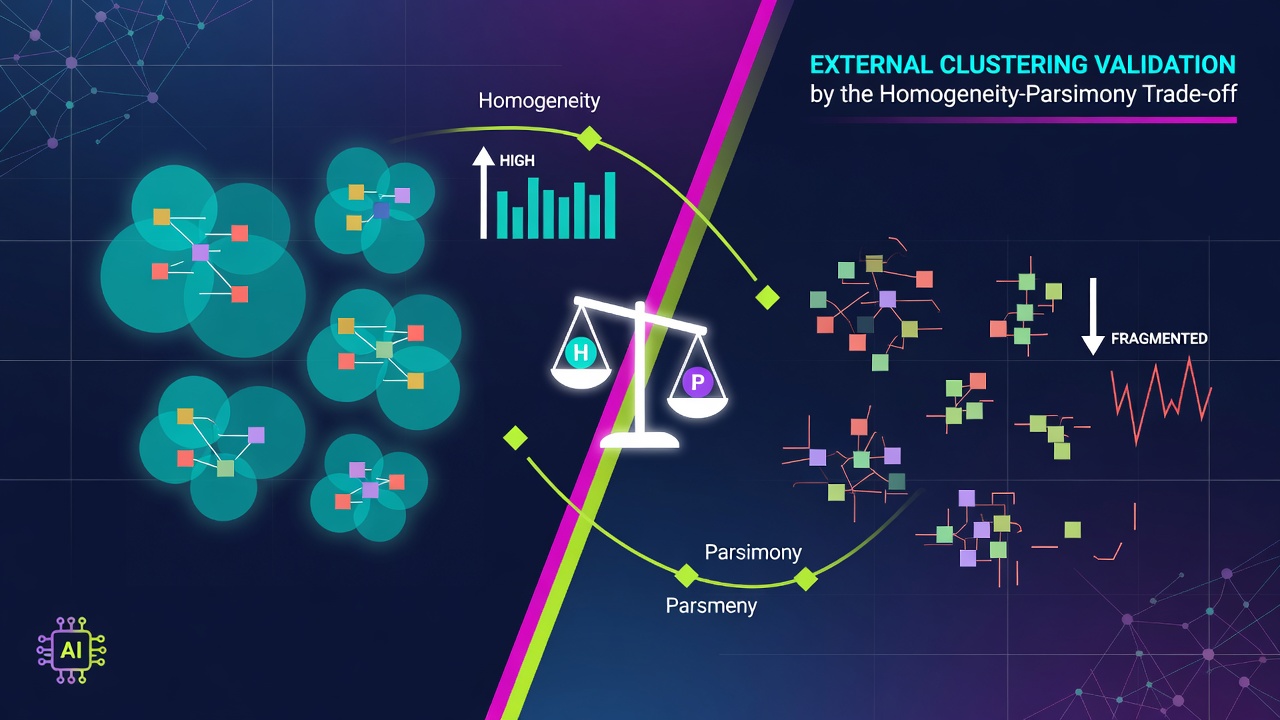 External Clustering Validation by the Homogeneity-Parsimony Trade-off