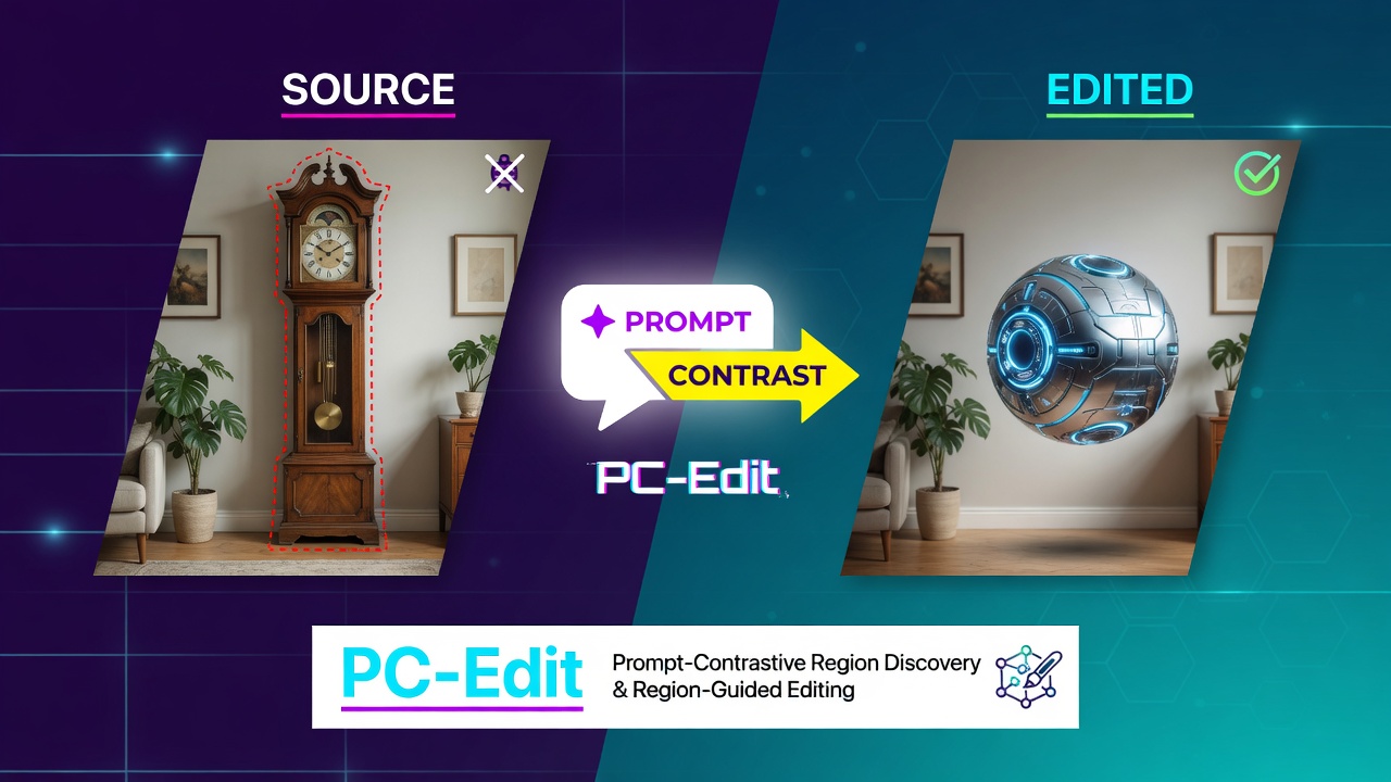 PC-Edit: Prompt-Contrastive Region Discovery and Region-Guided Editing