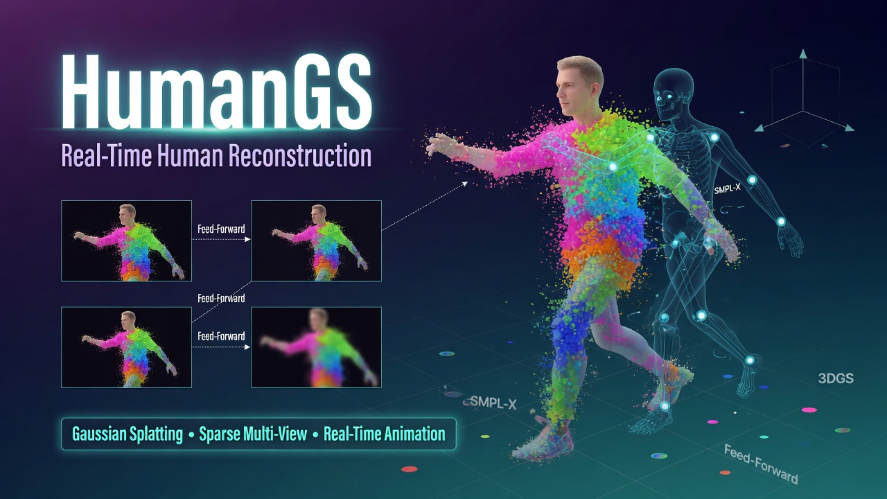Real-Time Human Reconstruction and Animation using Feed-Forward Gaussian Splatting