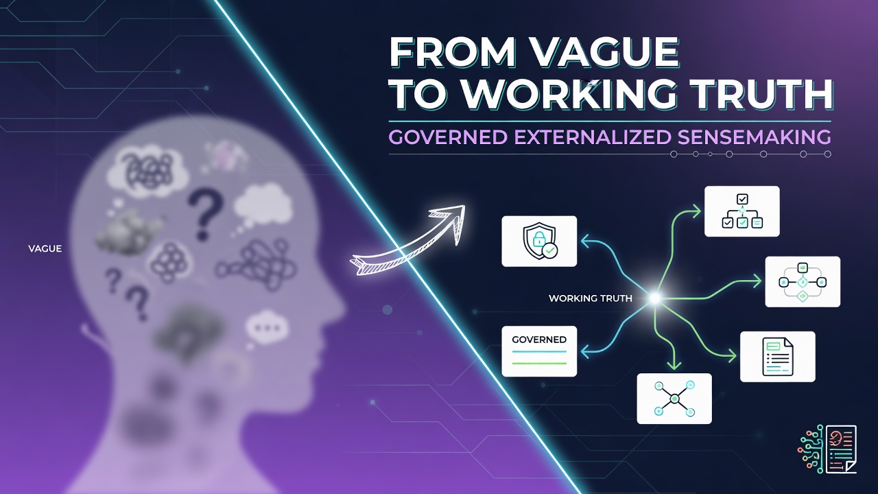 From Vague Understanding to Working Truth: Governed Externalized Sensemaking