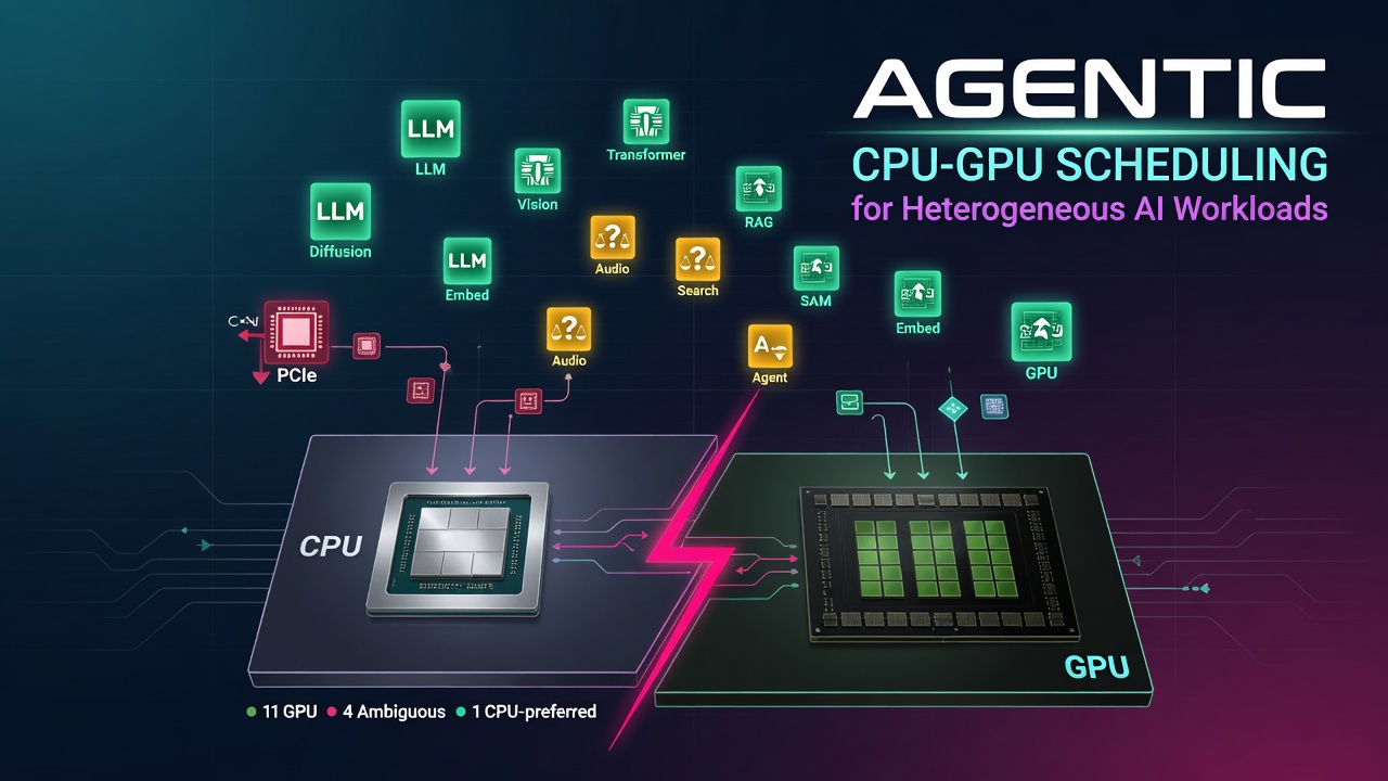 Agentic CPU-GPU Scheduling for Heterogeneous AI Workloads
