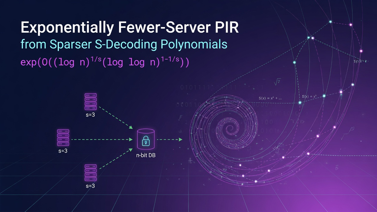 Exponentially Fewer-Server PIR from Sparser $S$-Decoding Polynomials