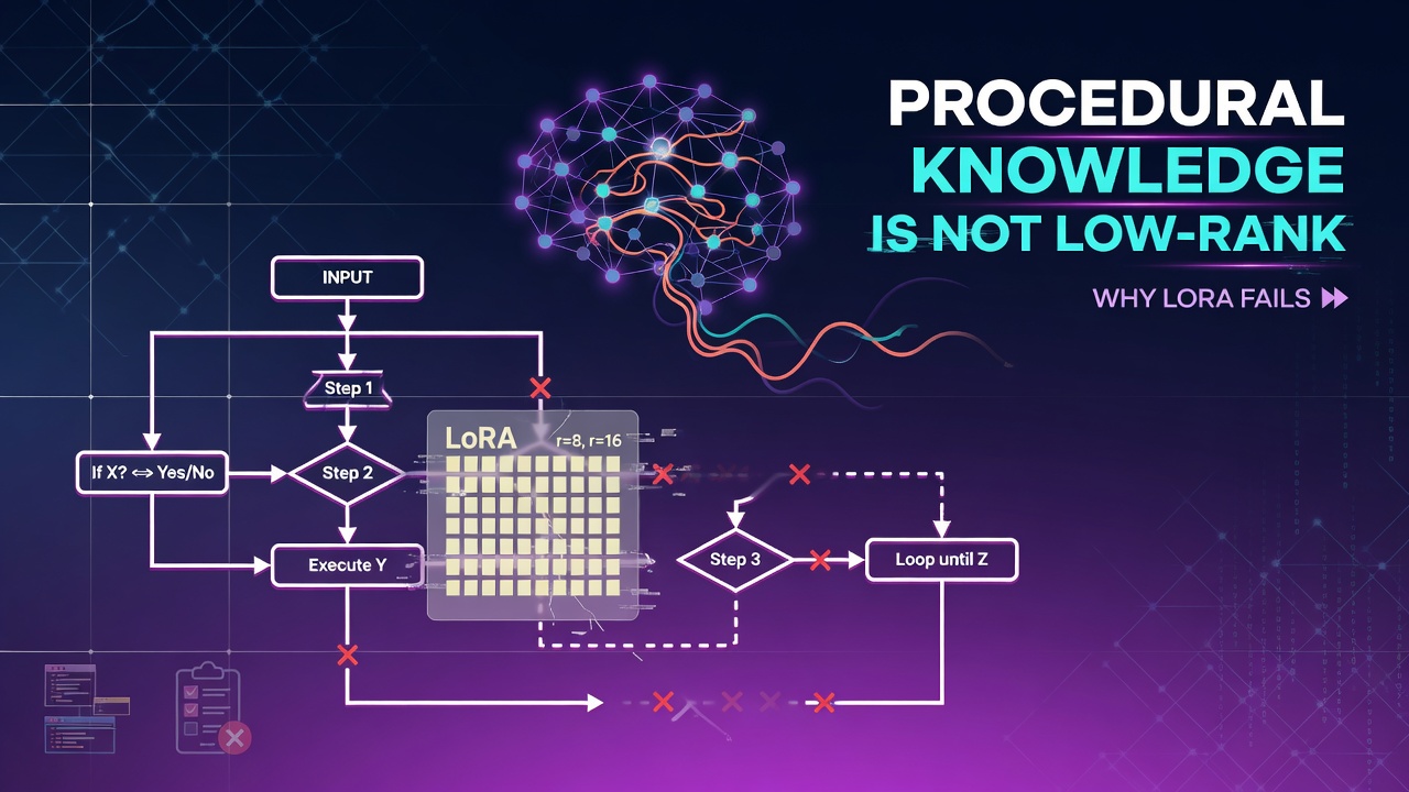 Procedural Knowledge Is Not Low-Rank: Why LoRA Fails to Internalize Multi-Step Procedures