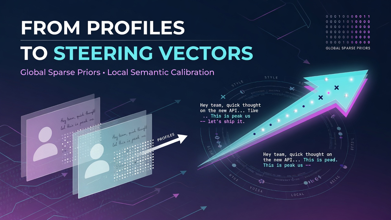From Profiles to Steering Vectors: Global Sparse Priors and Local Semantic Calibration for Personalized Text Generation