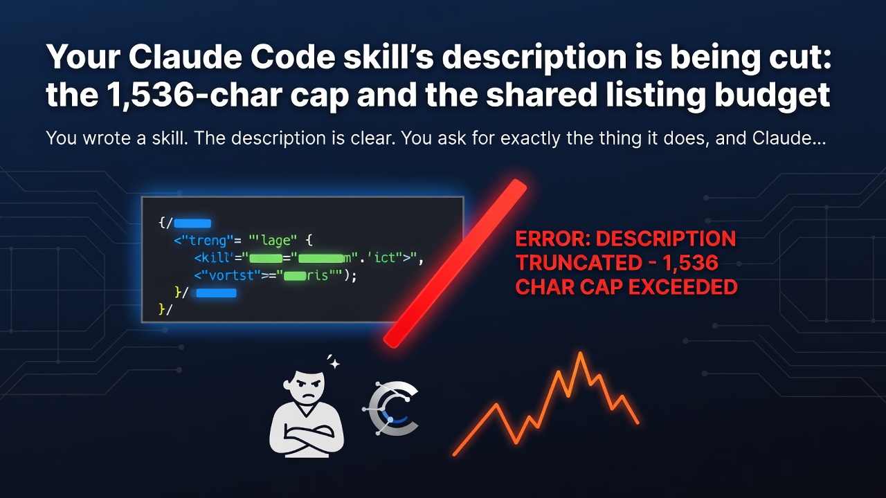 Your Claude Code skill's description is being cut: the 1,536-char cap and the shared listing budget