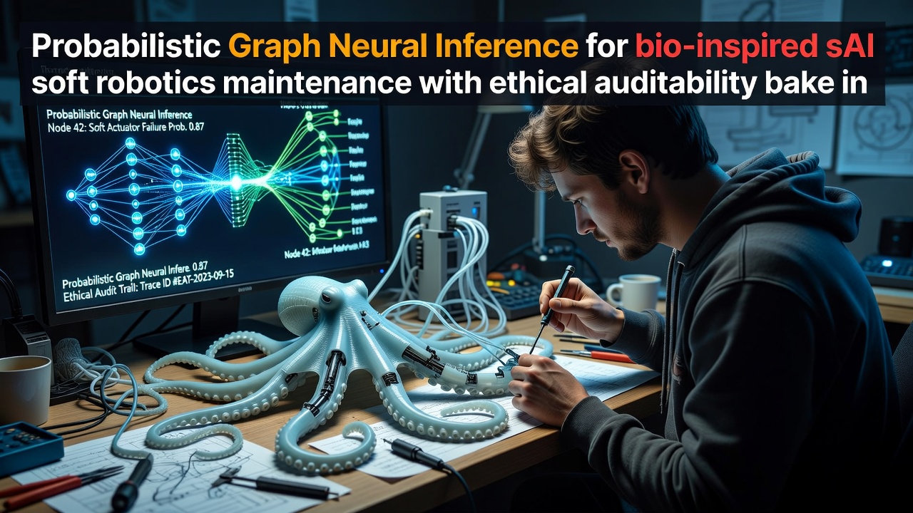 Probabilistic Graph Neural Inference for bio-inspired soft robotics maintenance with ethical auditability baked in