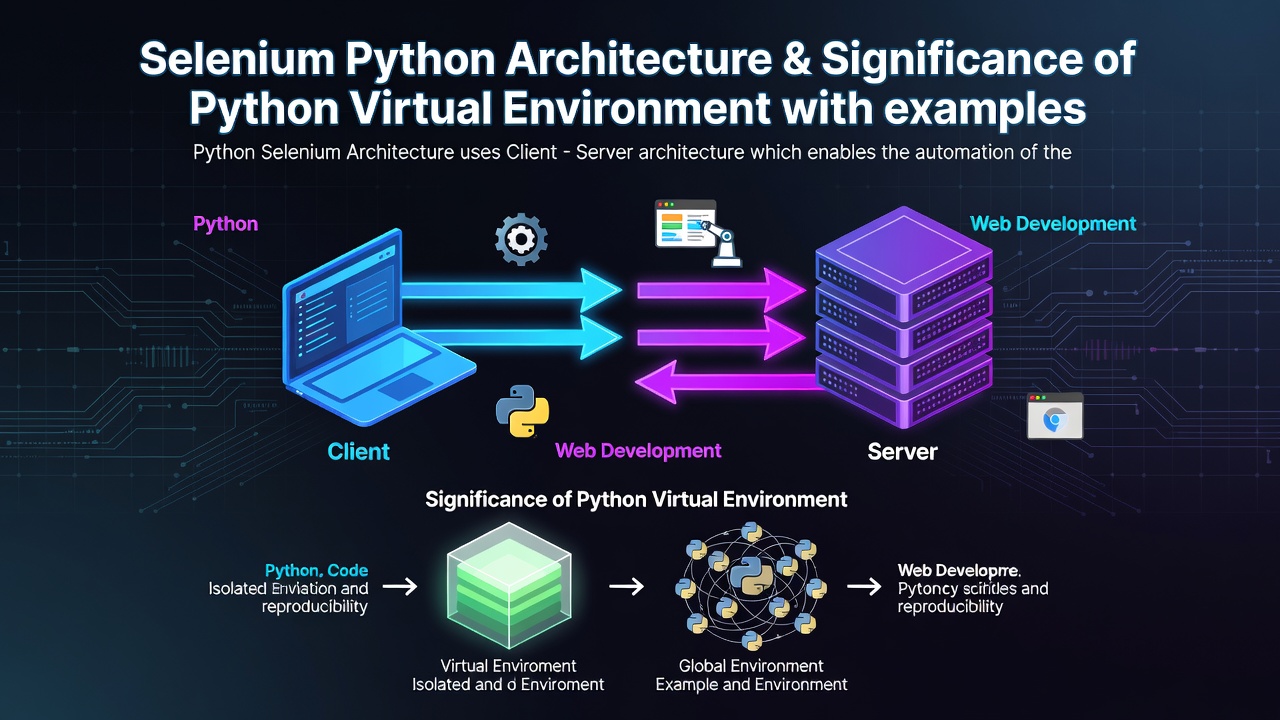 Selenium Python Architecture & Significance of Python Virtual Environment with examples