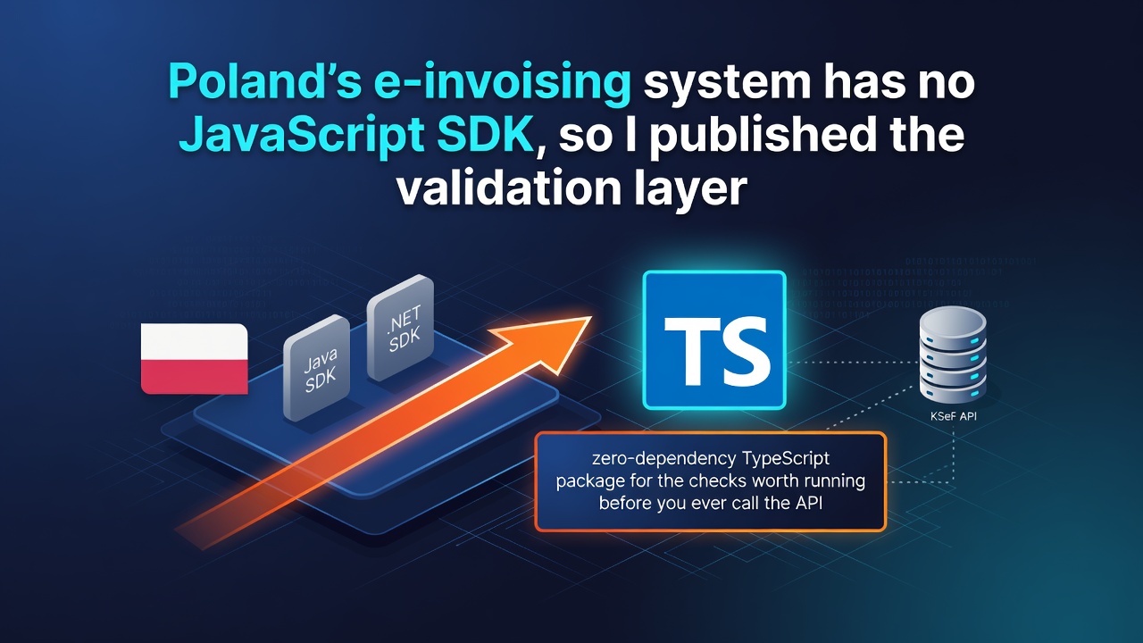 Poland's e-invoicing system has no JavaScript SDK, so I published the validation layer