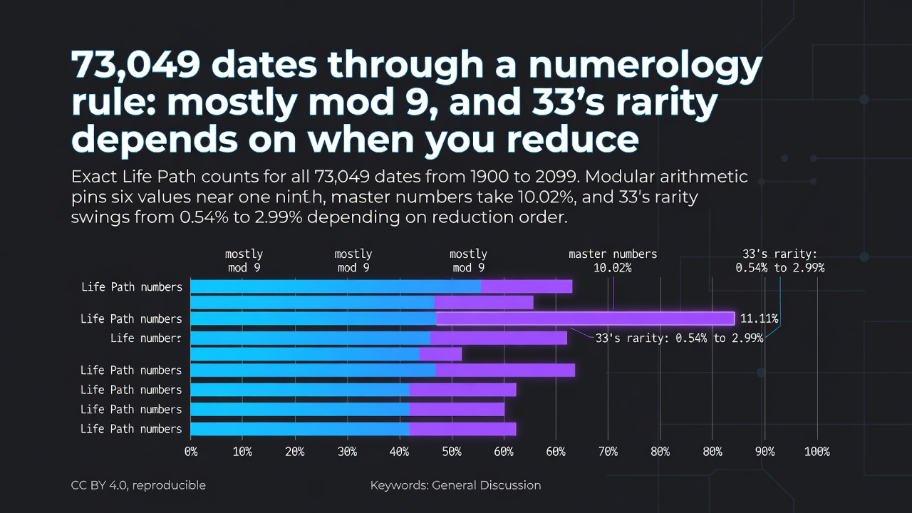 73,049 dates through a numerology rule: mostly mod 9, and 33's rarity depends on when you reduce