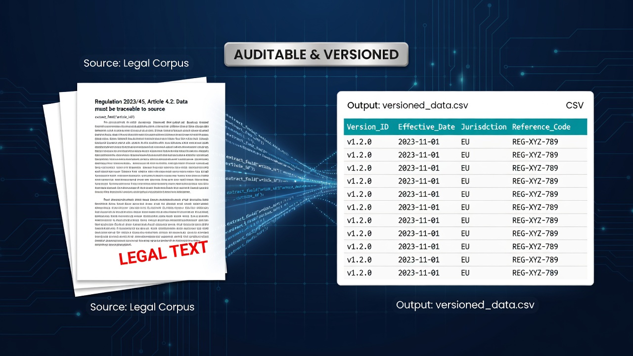 Building auditable regulatory reference data: from legal text to versioned CSV