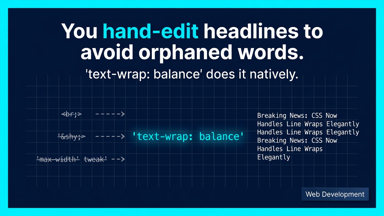 You hand-edit headlines to avoid orphaned words. `text-wrap: balance` does it natively.