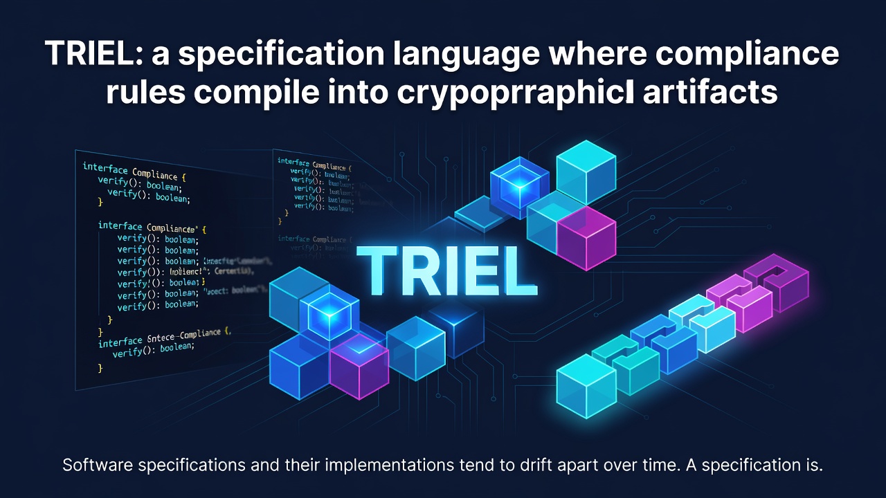 TRIEL: a specification language where compliance rules compile into cryptographic artifacts