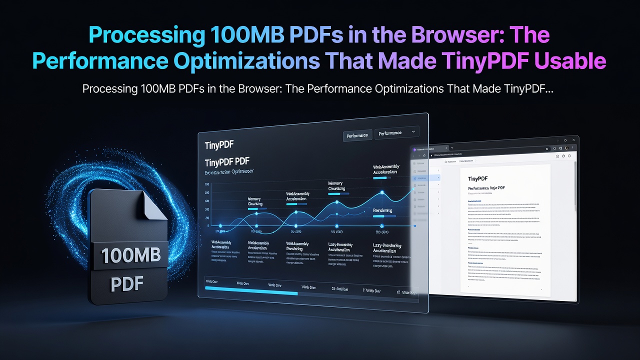 Processing 100MB PDFs in the Browser: The Performance Optimizations That Made TinyPDF Usable