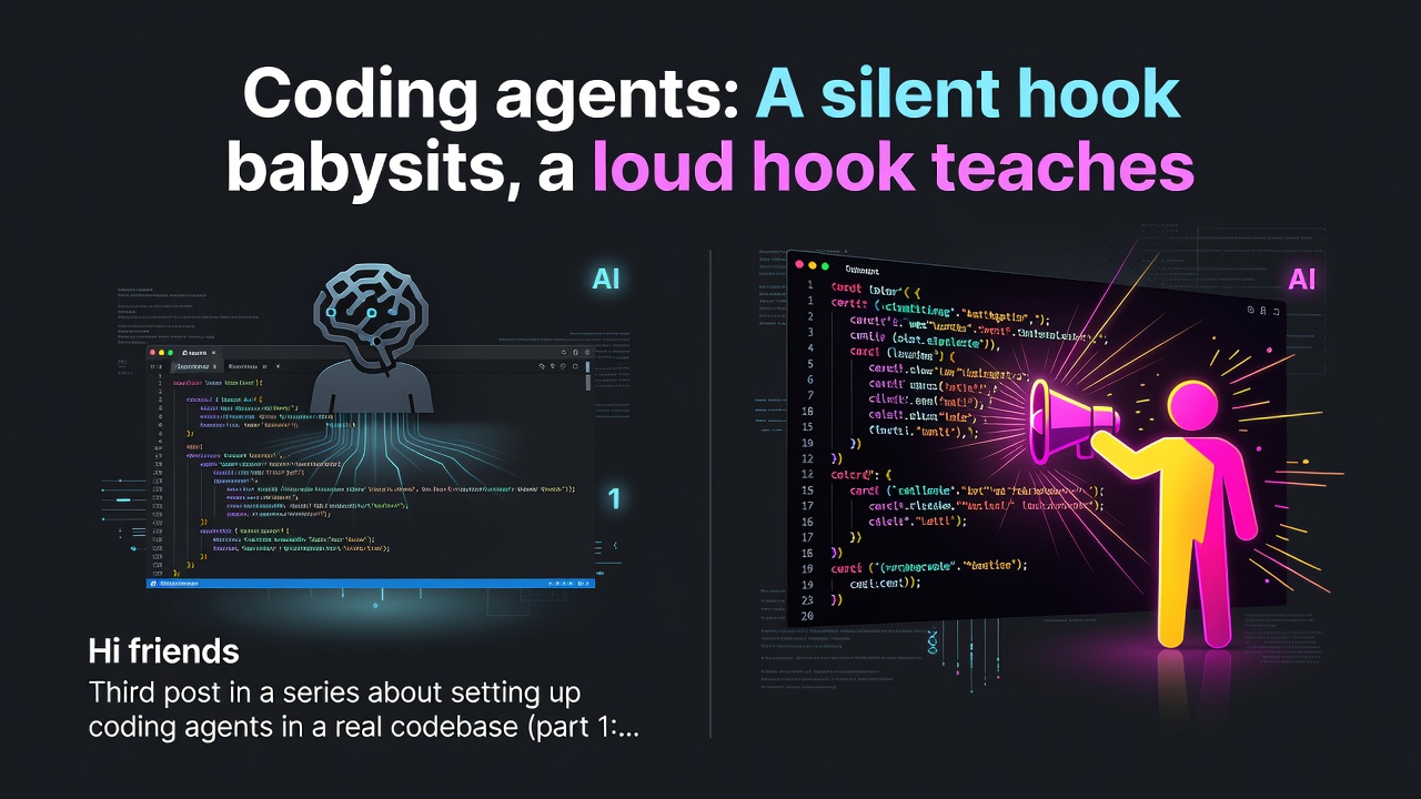 Coding agents: A silent hook babysits, a loud hook teaches