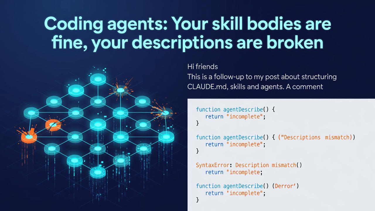 Coding agents: Your skill bodies are fine, your descriptions are broken
