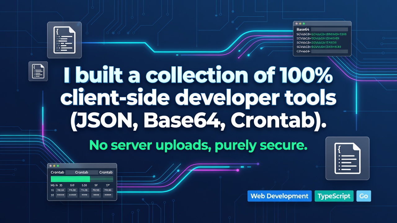 I built a collection of 100% client-side developer tools (JSON, Base64, Crontab). No server uploads, purely secure.