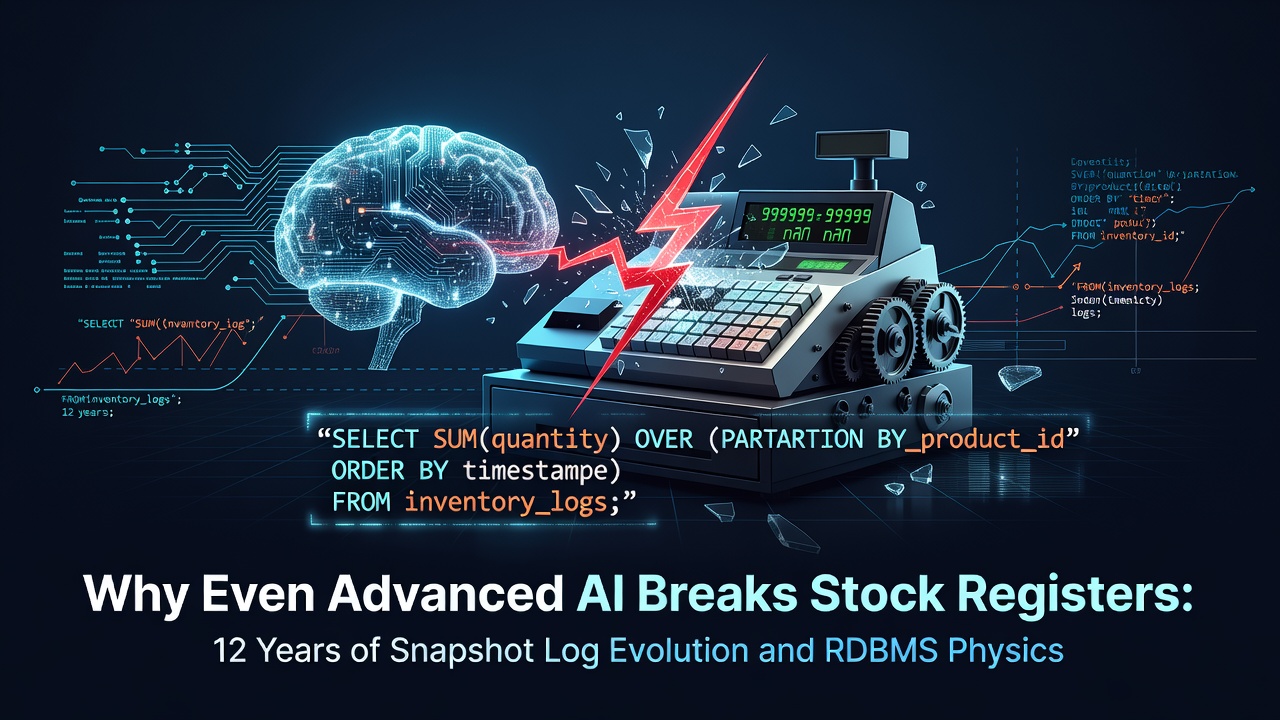 Why Even Advanced AI Breaks Stock Registers: 12 Years of Snapshot Log Evolution and RDBMS Physics