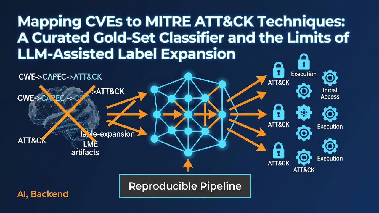 Mapping CVEs to MITRE ATT&CK Techniques: A Curated Gold-Set Classifier and the Limits of LLM-Assisted Label Expansion
