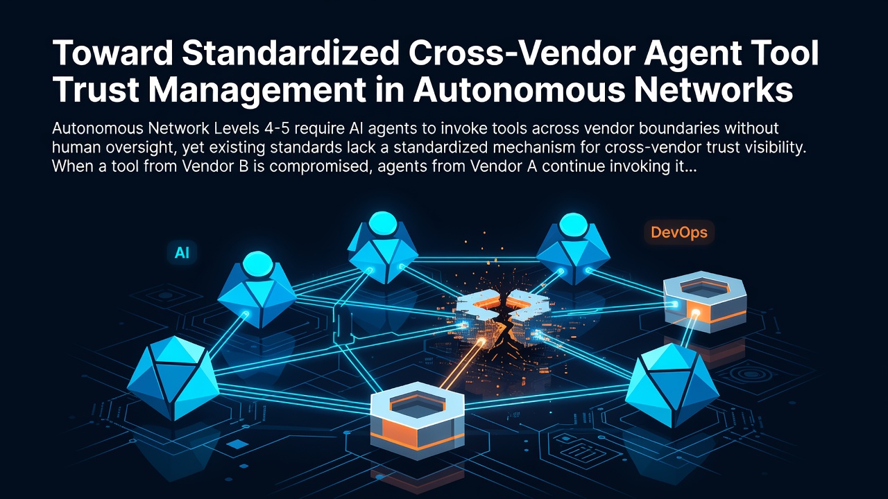 Toward Standardized Cross-Vendor Agent Tool Trust Management in Autonomous Networks